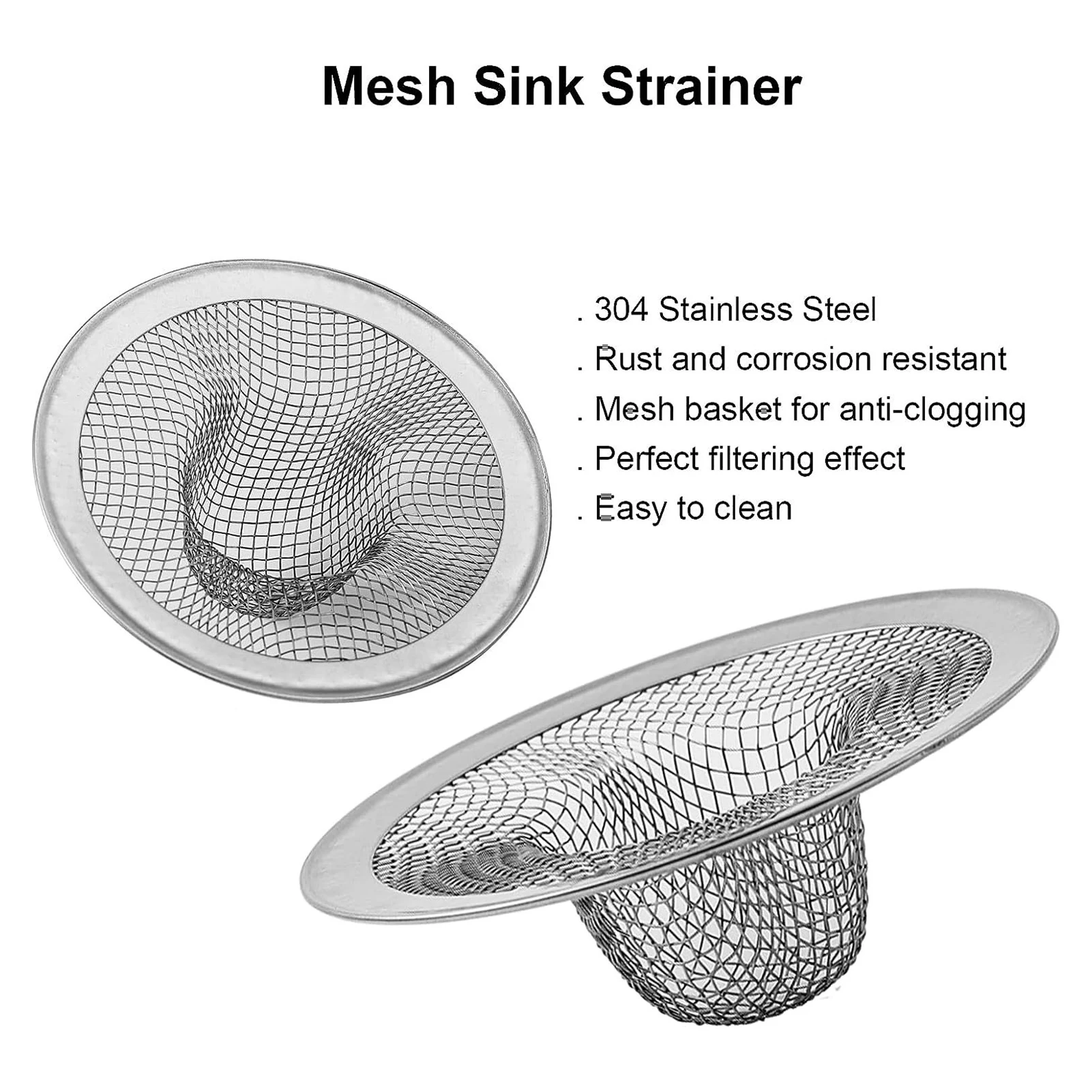 6pcs Mesh Metal Sink Strainer piccolo cestino per capelli in acciaio inossidabile Catcher per lavello da cucina bagno vasca da bagno lavabo