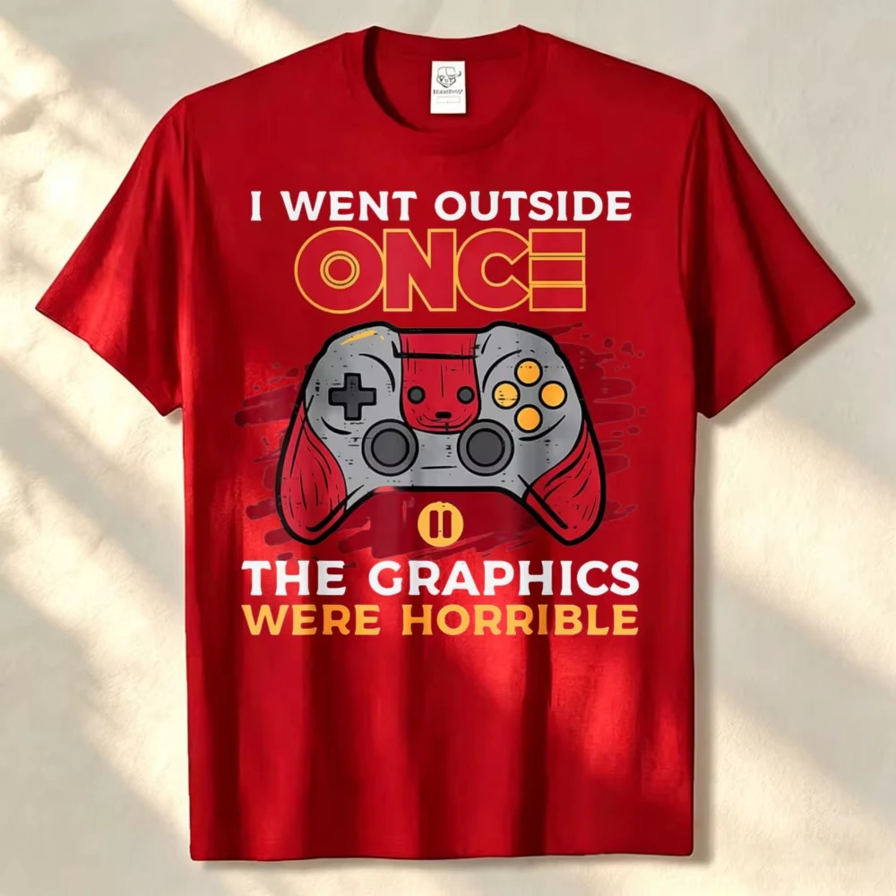 Funny Gamer Quote Graphic T‑shirt Unisex Vintage Washed Cotton Game Controller Short Sleeve Harajuku Casual Tops