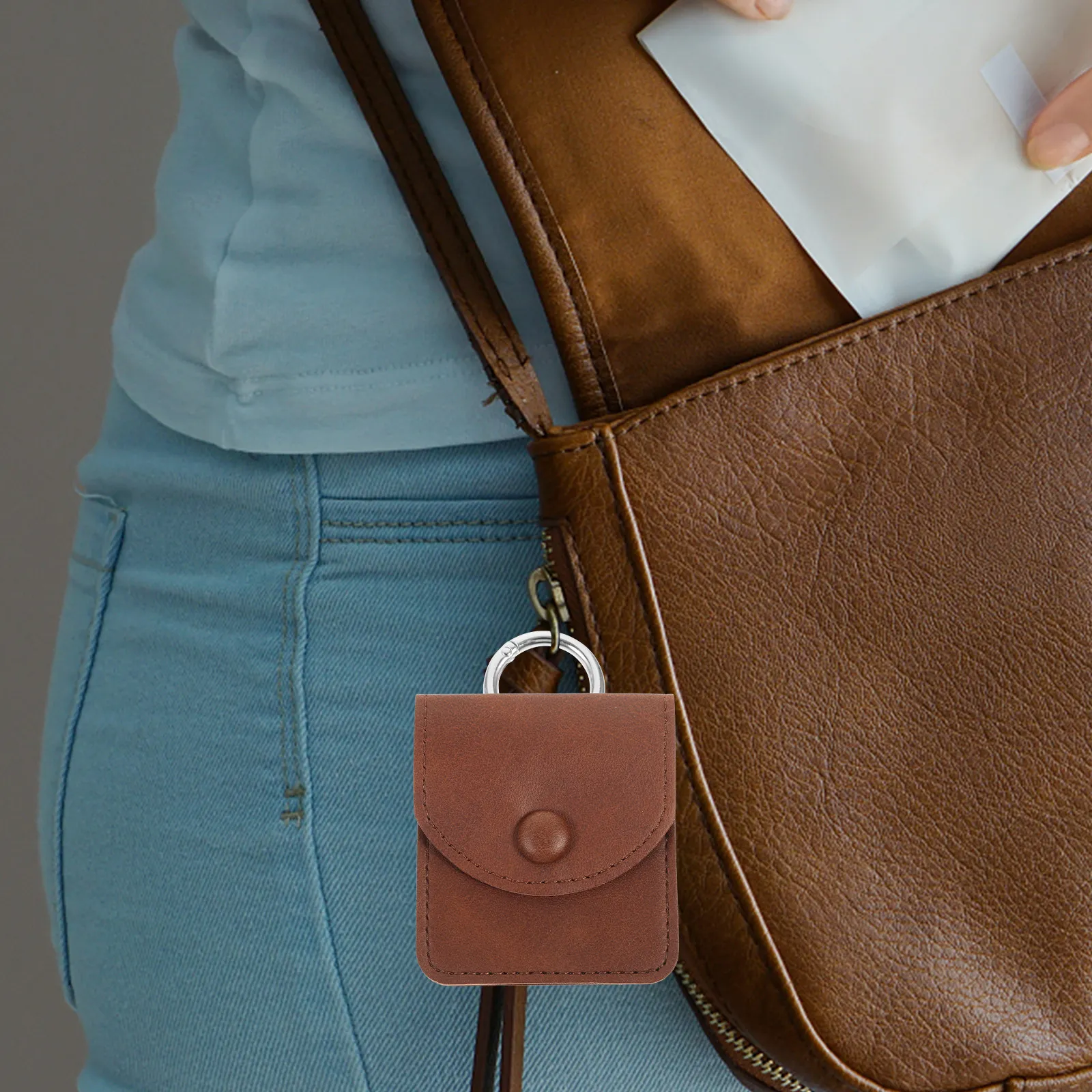 Mini Jewelry Pouch Keychain Stylish Adorable Small Purse for Earphone Case Wireless Earbuds Headset Change Purse Pendant Bag