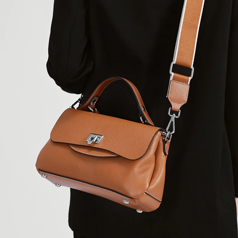 Ladies Luxury Head Layer Cowhide Shoulder Bag Women's Cow Genuine Leather Handbag Female Multi Compartment Pocket Crossbody Bag