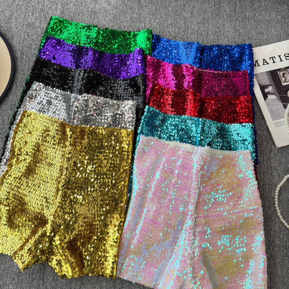 Shinny Sequins Short Pants Women Hot Summer High Waisted Female Booty Shorts Sexy Girl Streetwear Y2k Short Pants Dropshipping