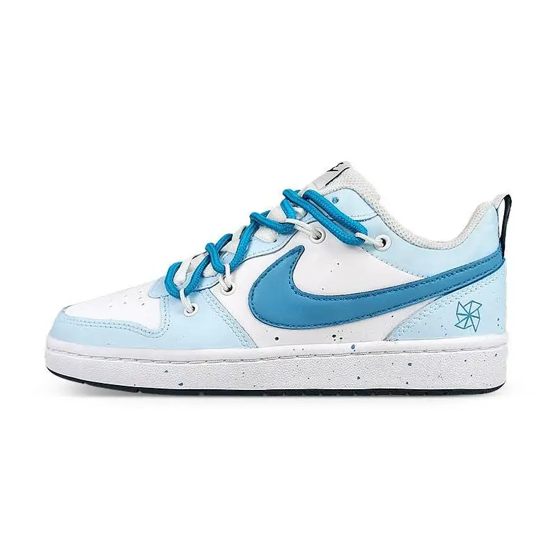 

[Нескользящие легкие низкие туфли для скейтборда Nike Low2 с брызгами чернил на заказ, GS, синий, белый цвет