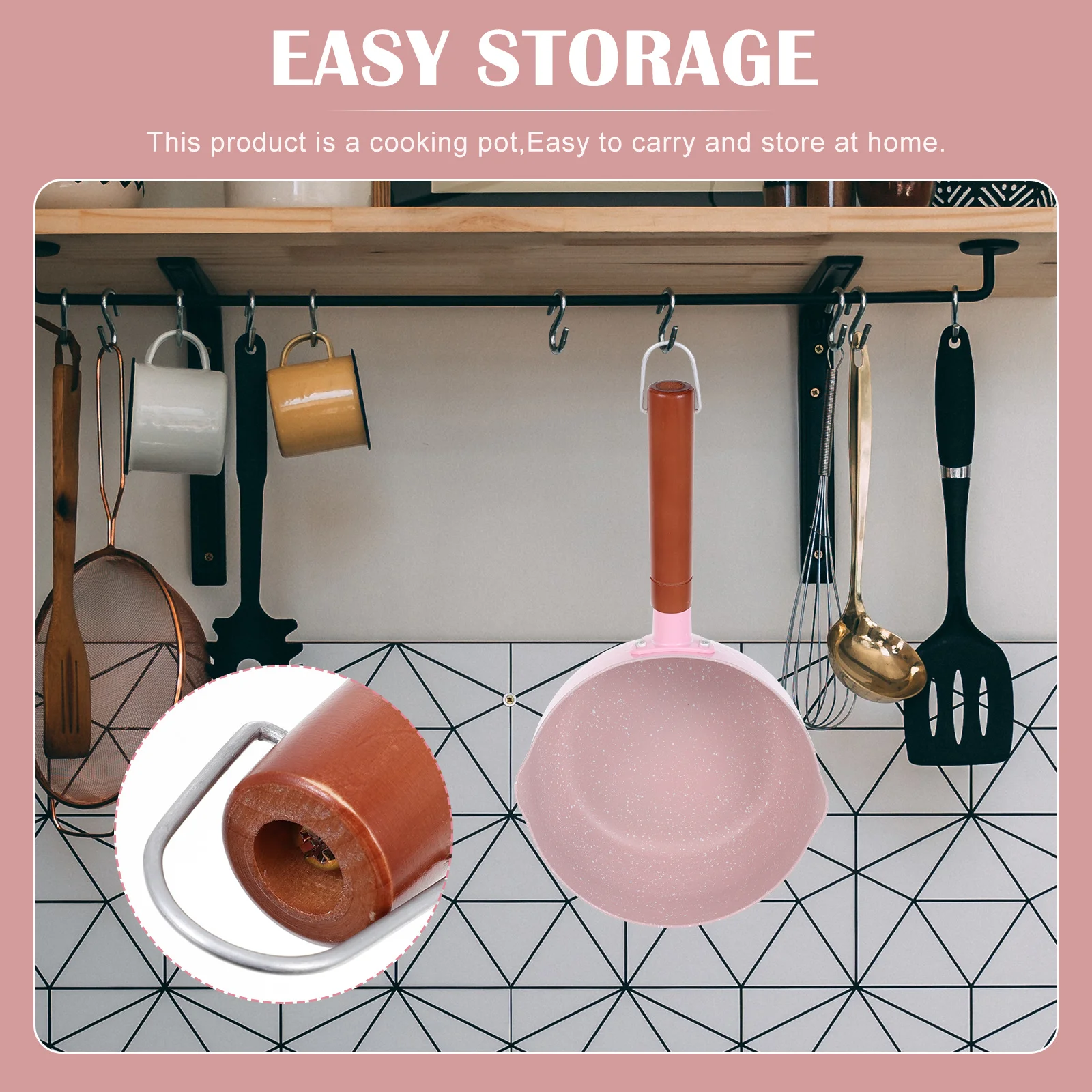 

Cooking Pot Aluminium Milk Pot Wooden Handle Multifuntional Soup Pan for Baby Food Home Hotel Dorm Kitchen Soup Pan