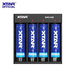 Cargador XTAR MC4S Entrada USB tipo C Cargador de batería Li-ion y Ni-MH Cargador de 4 ranuras