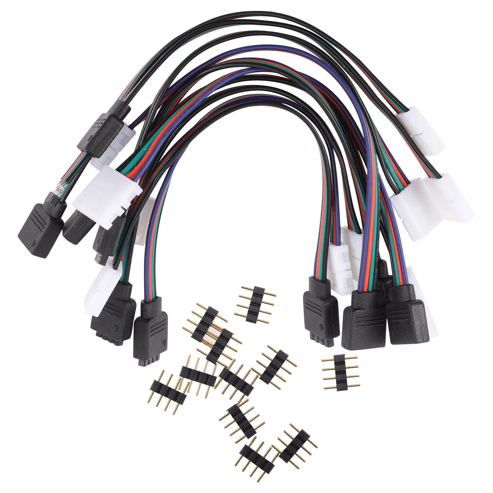 10Pcs LED Strip Connector 4 Pin Solderless Connector Fireproof Heat Resistant for LED Light Strip Rgb Conductor