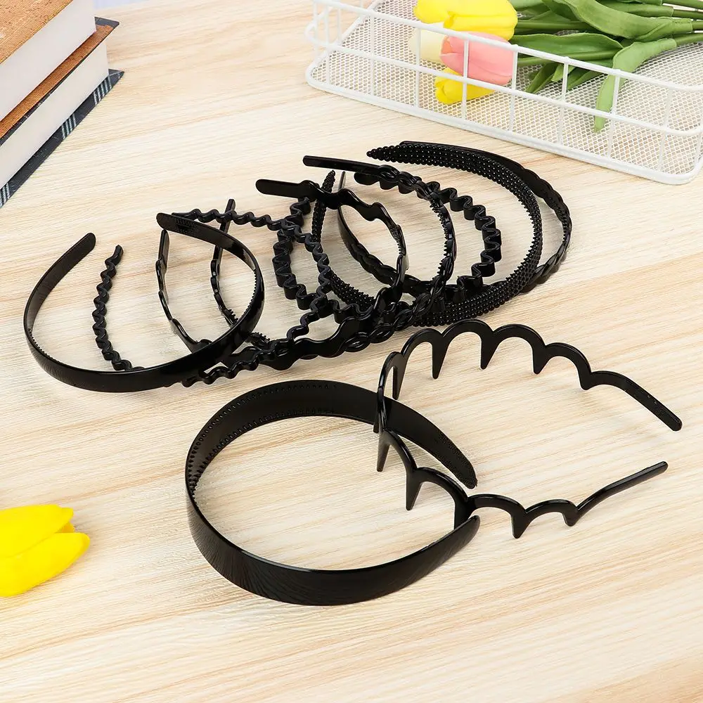 Unisex Hairband Headband Spring Wavy Hair Band for Men Women Sport Hair Hoop Non-slip Headwear Black Hair Accessories