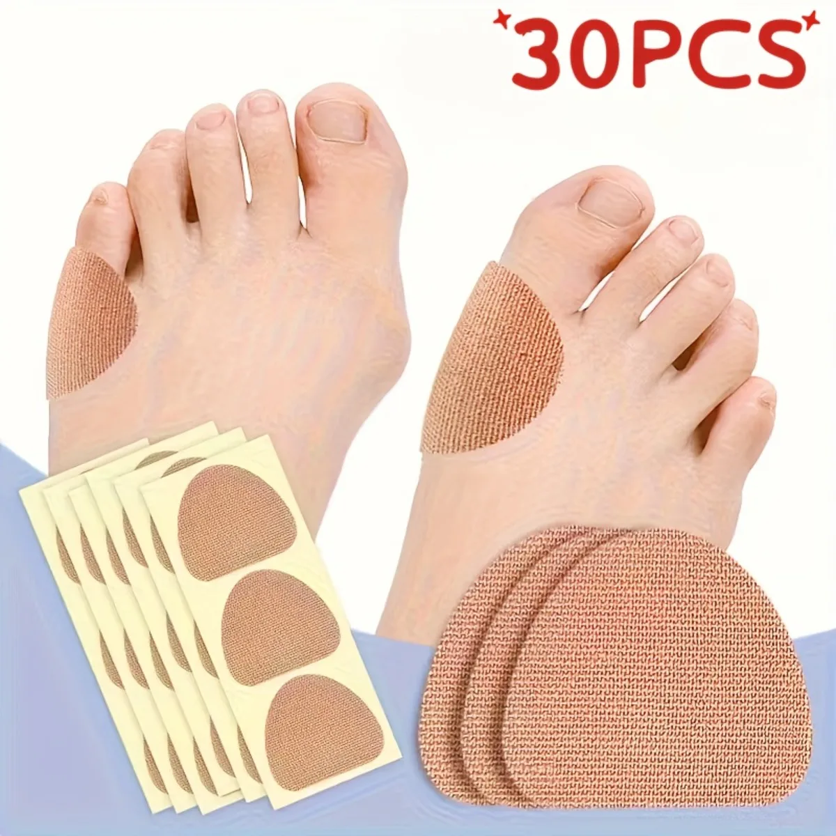 

30 самоклеящихся тканевых подушечек для стоп, мягкие и гладкие, для ухода за ногами, снимают мозоли, светло-бежевые, для ежедневного ухода за ногами.