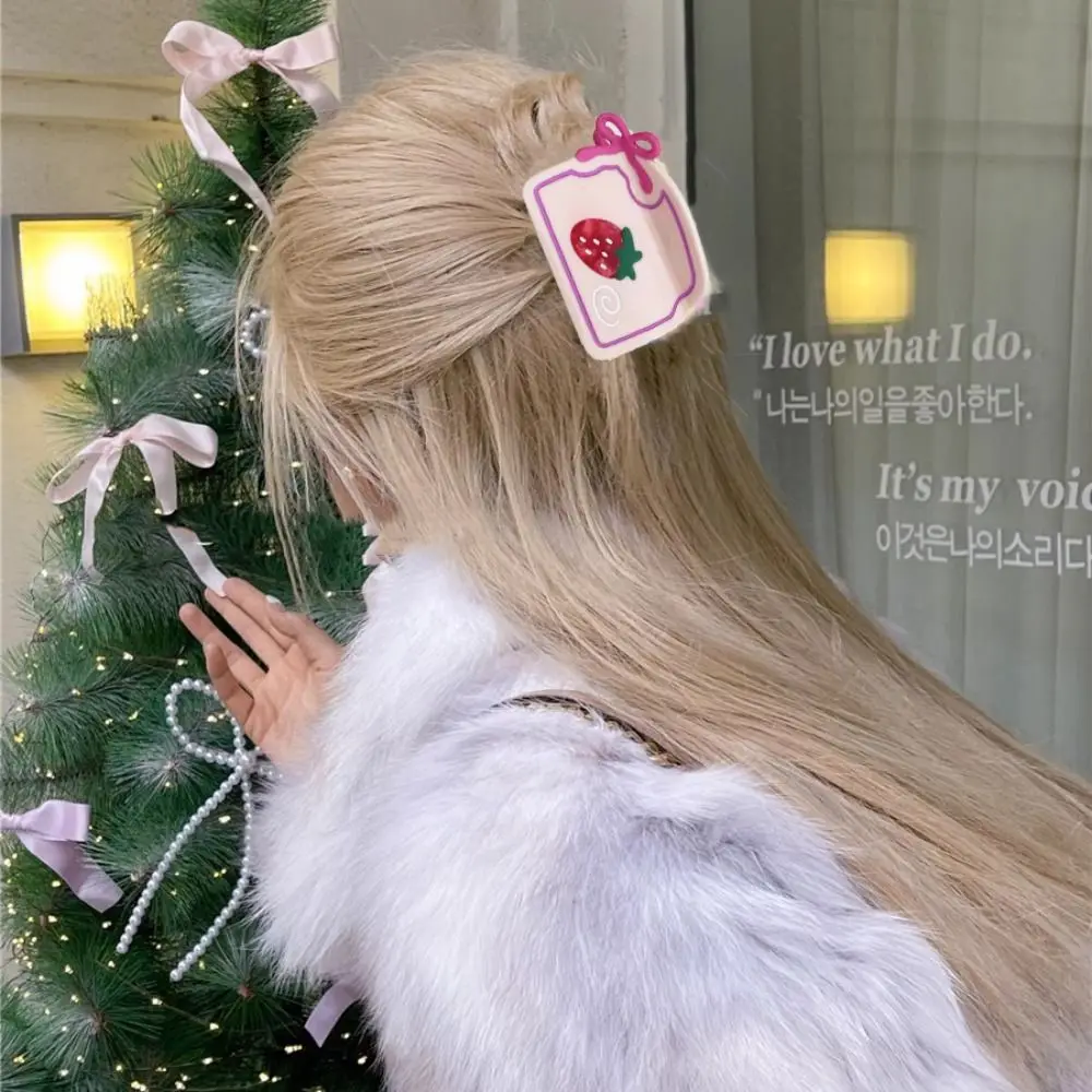 

Kawaii Cute Strawberry Grab Clamps Bow Sweet Cartoon Hair Claw Geometry Headwear Acetic Acid Shark Clip Streetwear