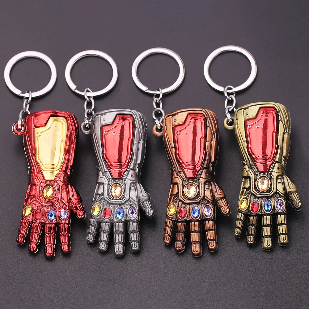 Marvel Iron Man Infinity Glove Pendant Key Holder Avengers Infinity Stones Weapon Keychain Accessories Gifts For Fans Toys