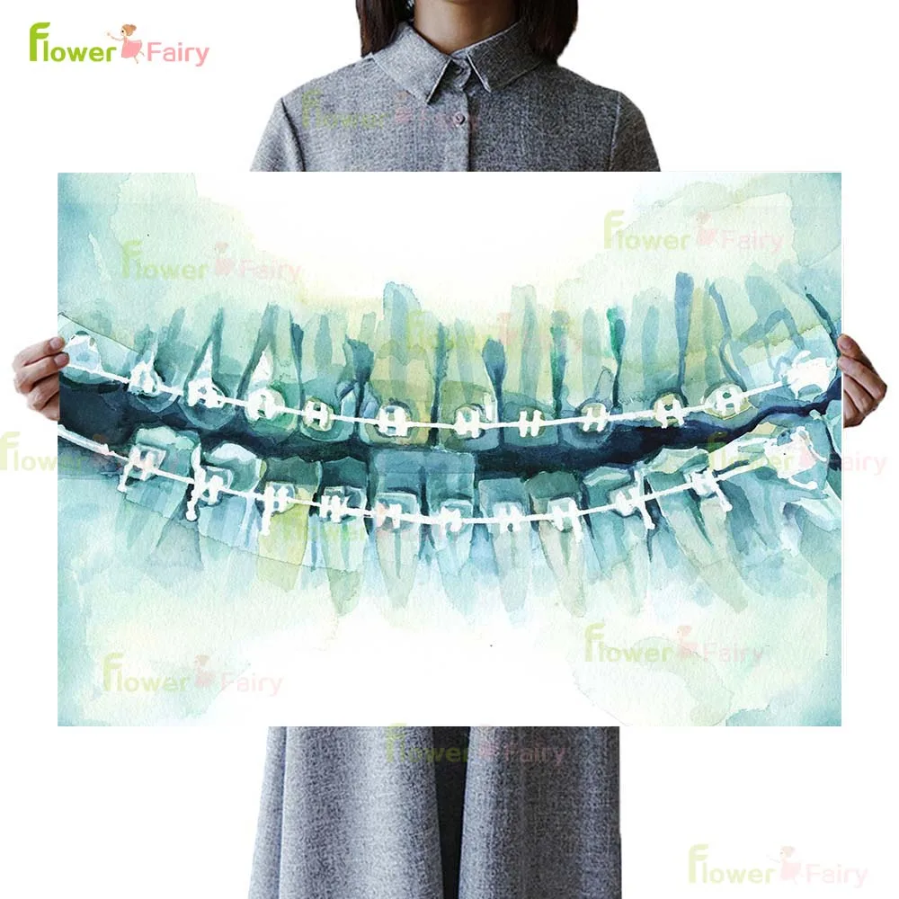 Dental Clinic Dentist Watercolor Tooth Teeth Poster Wall Art Canvas Painting Home Decor Wall Pictures For Living Room Unframed