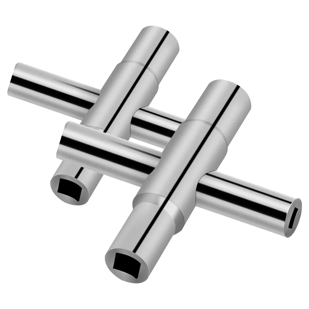 

40Cr Silver 2 Pcs Wrench Set Multi Functional Utility Key for Outdoor Lock Water Spigot Sillcock Meter Cabinet Opening Tool