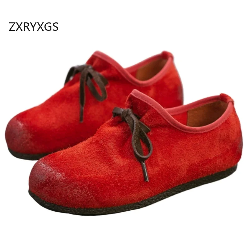 

ZXRYXGS 2026 Новые модные премиальные туфли из натуральной воловьей кожи, повседневные кроссовки, удобные мягкие женские туфли для путешествий