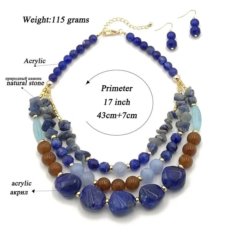 Mode Frauen Halskette Chunky Bunte Kragen Halsketten Kostüm Schmuck Afrikanische Armband Naturstein Zubehör Für Frauen – Detail 5