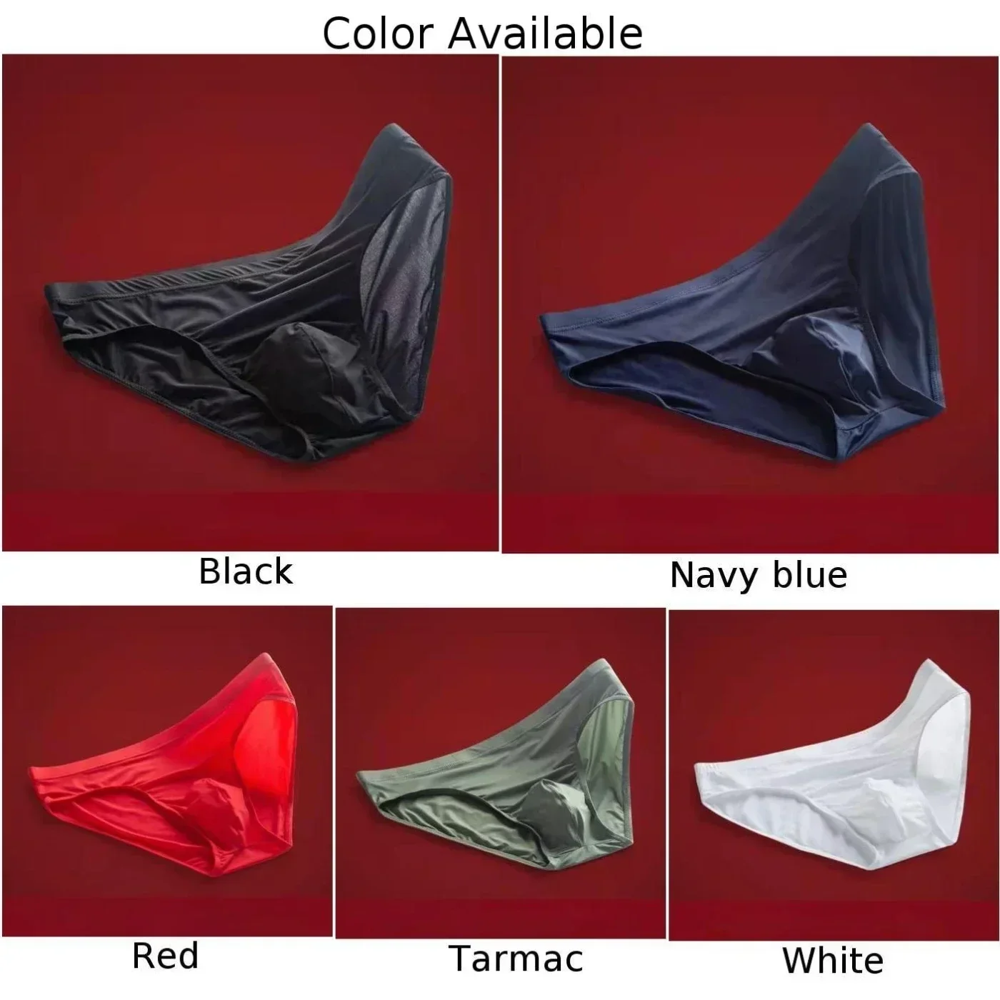 Ice Silk Briefs Men Low Rise Underwear Summer Thin Underpants Breathable Panties Male Bulge Pouch Bikini Trunks Solid Lingerie