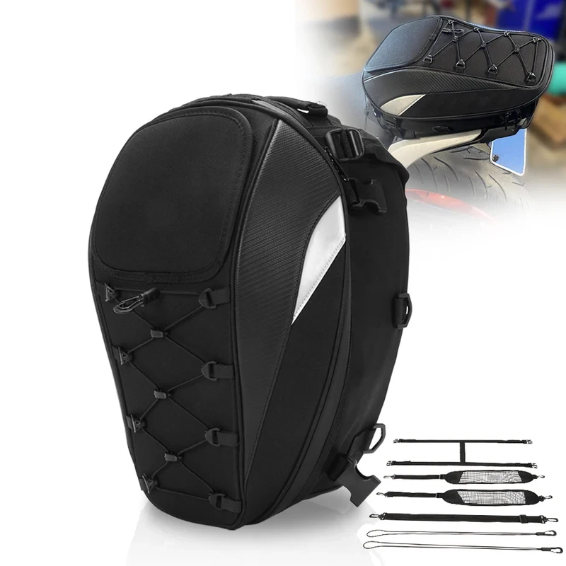 Multi-functional Waterproof Motorcycle Tail Bag & Helmet Backpack, High Capacity Universal Rear Seat Bag