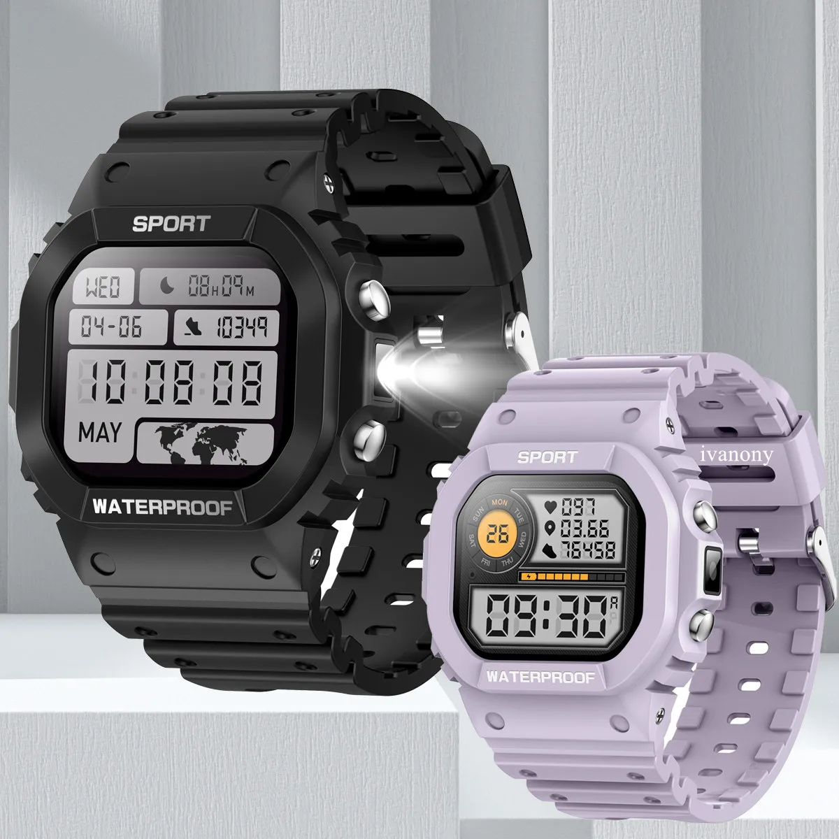 

Sports Smart Watch Women Men 1.75inch Screen Bluetooth Call Message Notification LED Flashlight IP68 Waterproof Wristwatch