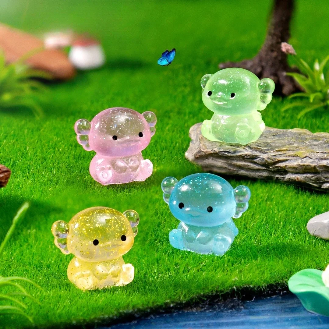 مضيئة صغيرة الراتنج لطيف Axolotl سداسية دمية تنين توهج في الظلام تمثال الجنية حديقة DIY بها بنفسك المشهد الصغير ديكور