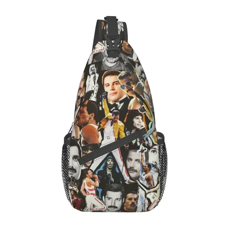 Custom Freddie Mercury Collage Sling Bags for Men Fashion Shoulder Chest Crossbody Backpack Traveling Daypack