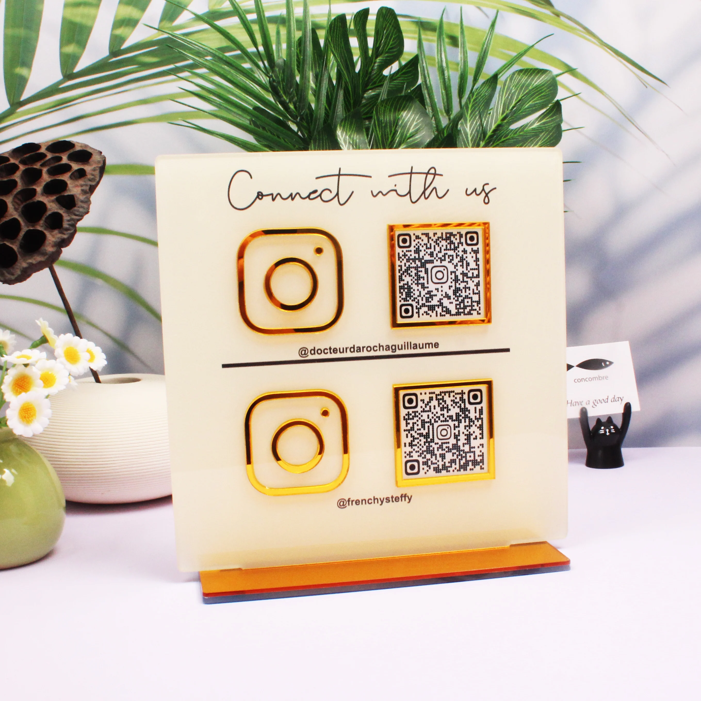 Business Social Media Tag QR Code Signage for Salon Decor Payment Sign Acrylic Social Media Sign Personal
