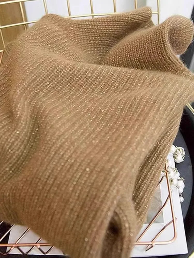 

Модный повседневный женский мягкий уютный вязаный свитер High Ne Base irt со сверкающим дизайном, удобная внутренняя одежда для поездок на работу