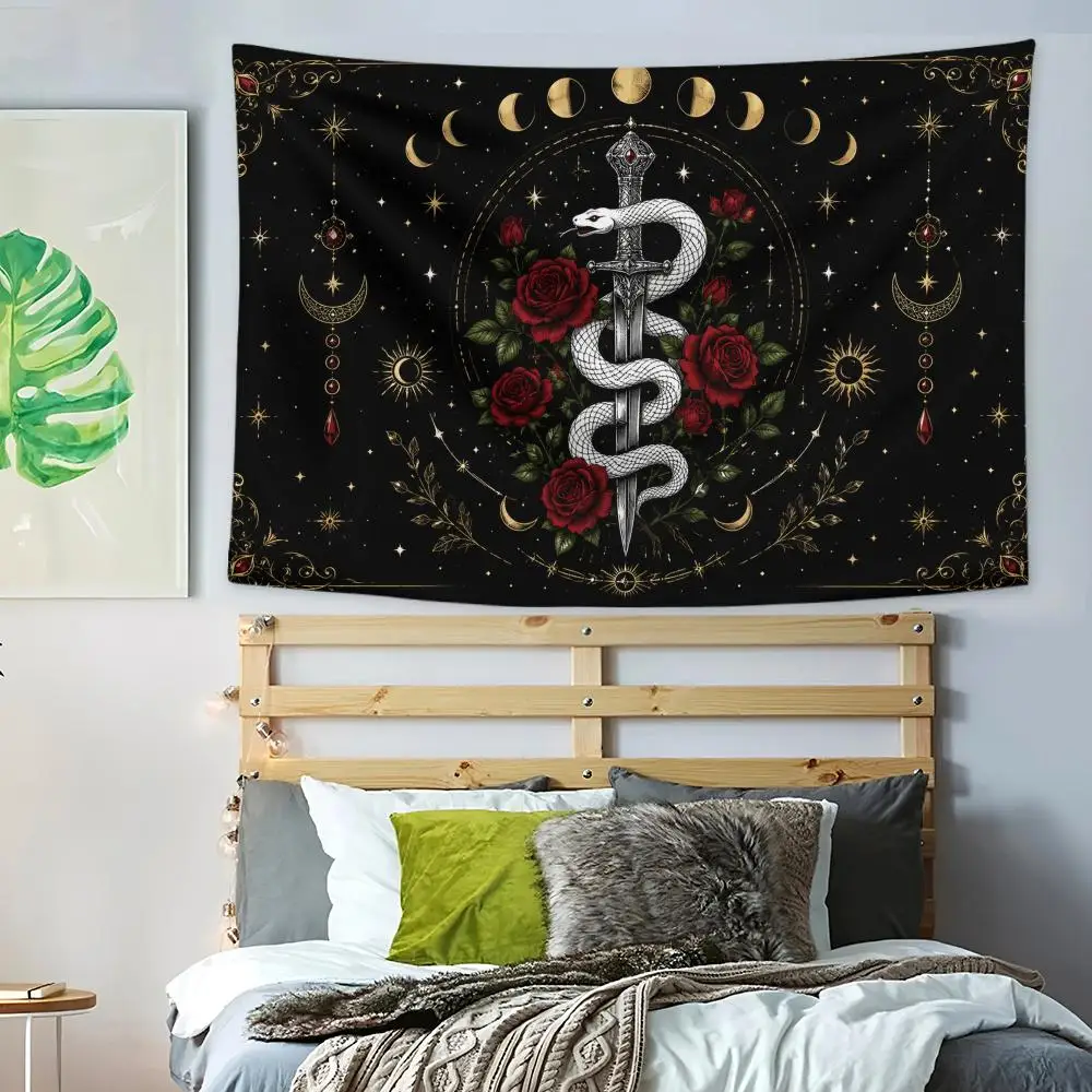 Black Snake Tapestry Decoration Art Banner Microfiber Background For Bedroom Living Bar Garden Outdoor Festival