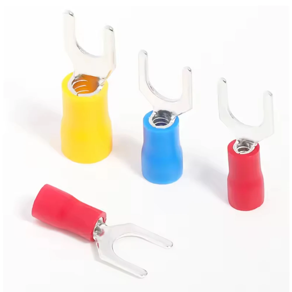 50/100Pcs Fork Crimp Terminal Electrical Wire Connectors Spade Lugs Quick Splice Cables Insulation Shoe Plugs Connection Screw