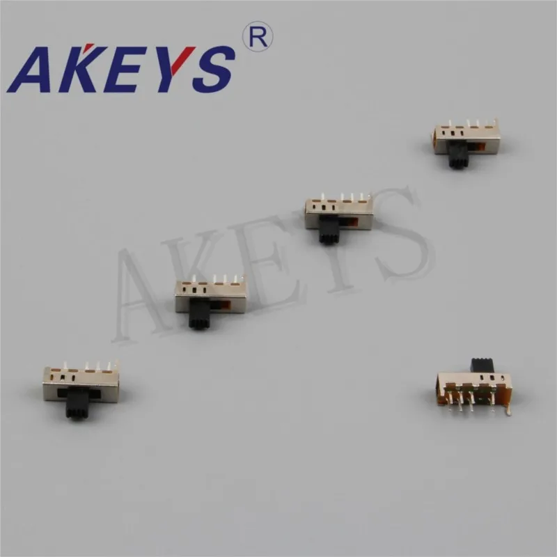 10PCS SS-23E05 2P3TG3/G5 Double pole three throw 3 position slide switch 8 solder lug pin DIP type with 2 fixed pin