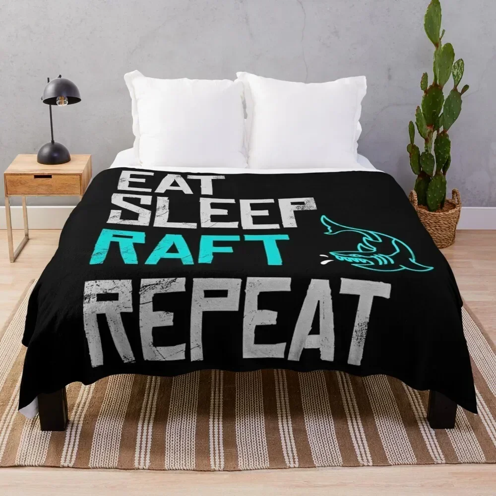 

Raft Game Eat Sleep Raft Repeat Funny Shark Attack Throw Blanket Flannel Fleece Soft Warm Throw Blanket