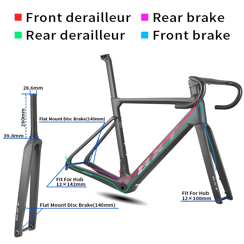 BXT New Road-275 T1000 Carbon Fibre Road Frame Flat-Mounted Disc