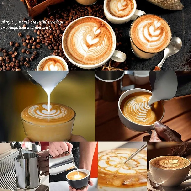 350/600/900ml Milk Frothing Jug Stainless Steel Milk Frother Pitcher for Making Cappuccino Latte Art Barista Coffee Accessories view 6