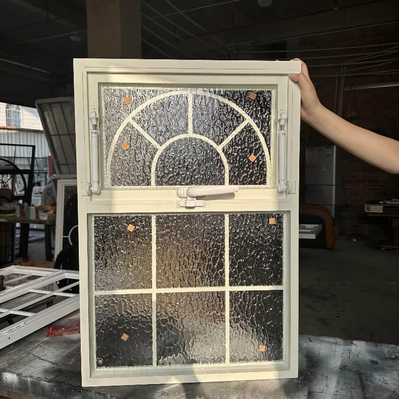 

French retro indoor aluminum alloy upper flip window custom bathroom breathable lighting glass window arched partition window