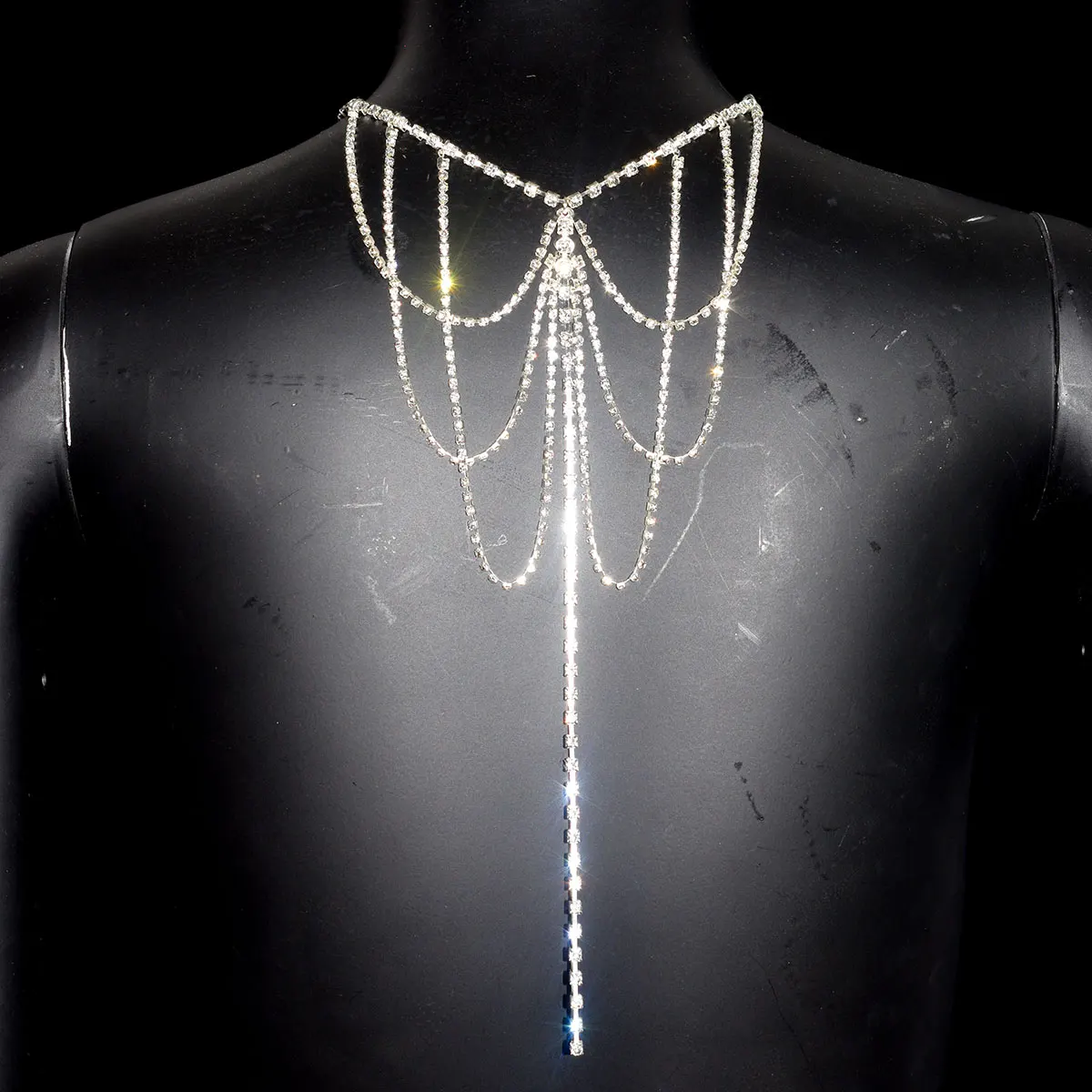 Sexy Fashion Butterfly Shape Body jewelry For Woman Shiny Back Chain With Rhinestones Stage Performance Party Costume Chain