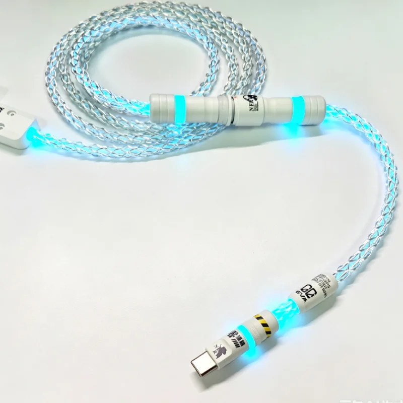 Custom Single Crystal Copper 8k Glowing Aviator Cable White Blue Mechanical Keyboard Wire Mechanical Keyboard Cable