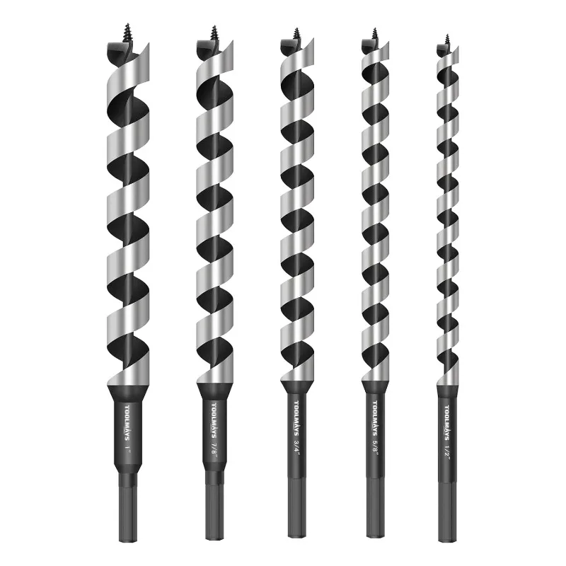 5Pcs Hex Shank 3/8-Inch One Piece 12inch Long Auger Drill Bit Set 7/8