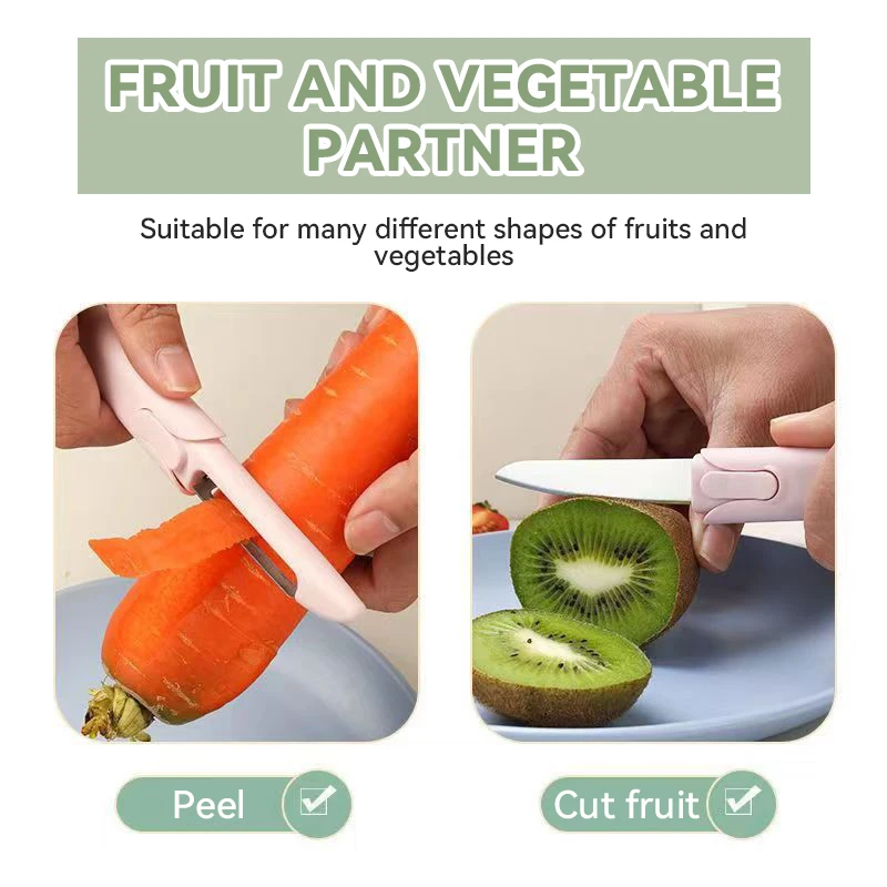 1pc Fruit Knife, Fruit Peeling Artifact, Kitchen Knife Gift Set, Household Kitchen Melon Planer, Straw Set, 2-in-1 Peeler