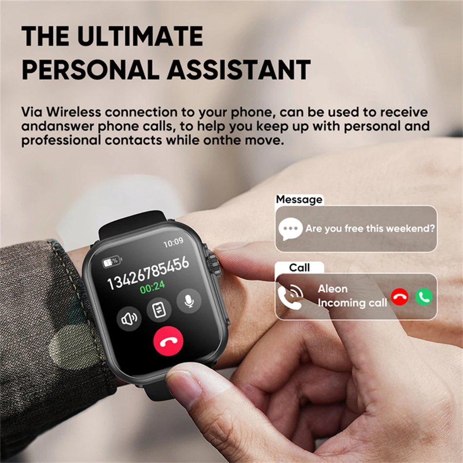 2025 Watch Ultra 2 Men Women 1000mAh AMOLED Heart Rate 100+Sport Bluetooth Call GPS Track Waterproof SmartWatch For IOS Android