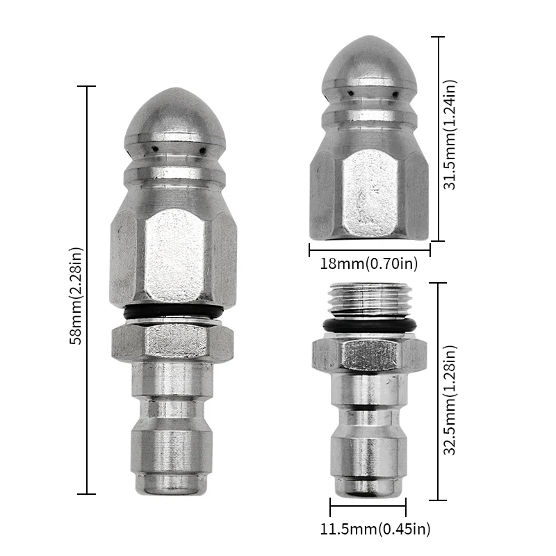 1/4 high-pressure nozzle unclogging gun head rotating nozzle high-pressure cleaning suction truck accessories pipeline uncloggin