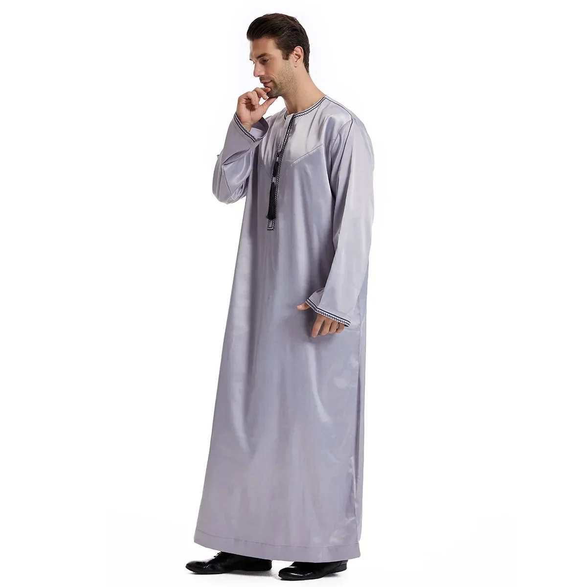 Ropa de Jubba Thobe musulmana para hombres de Dubái, batas musulmanas, Kimono de Ramadán para musulmanes en los Emiratos Árabes Unidos y Arabia Saudita