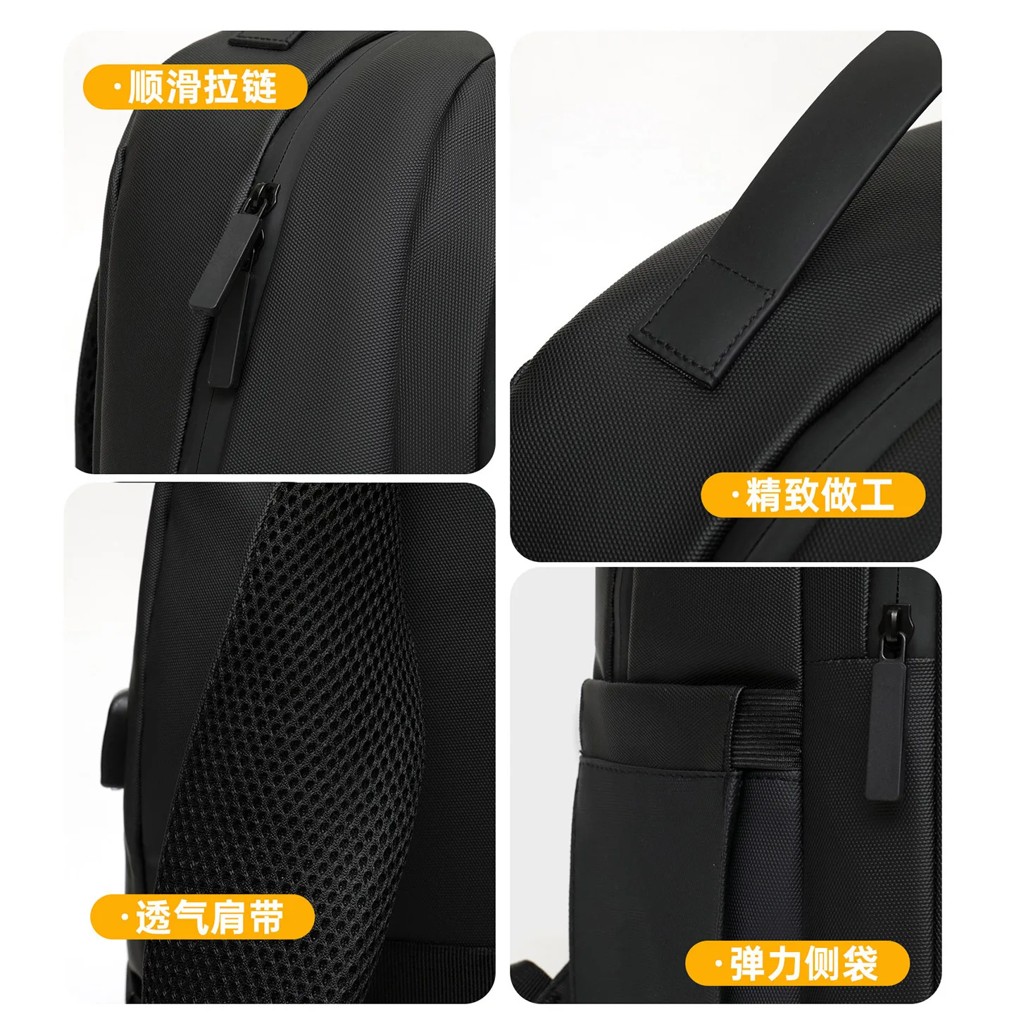 Business Backpack Men's Leisure Travel Backpack Multifunctional USB Charging Computer Bag Large Capacity PU Waterproof