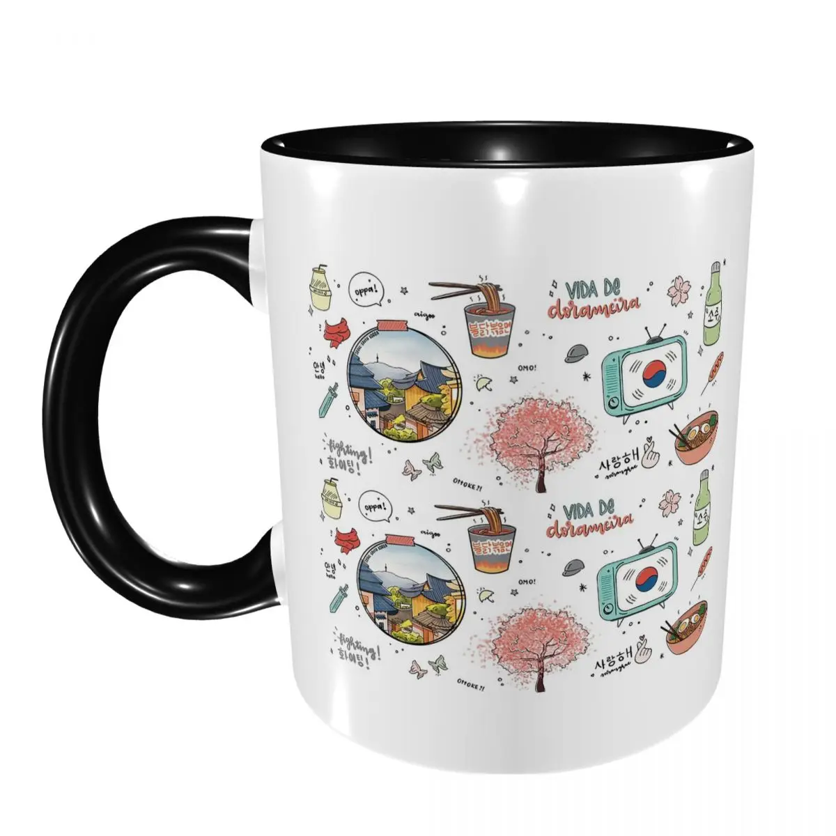 Taza de Cerámica con Diseño de Flor de Cerezo, Inspirada en el Drama Coreano K-drama, Regalo para Amigos