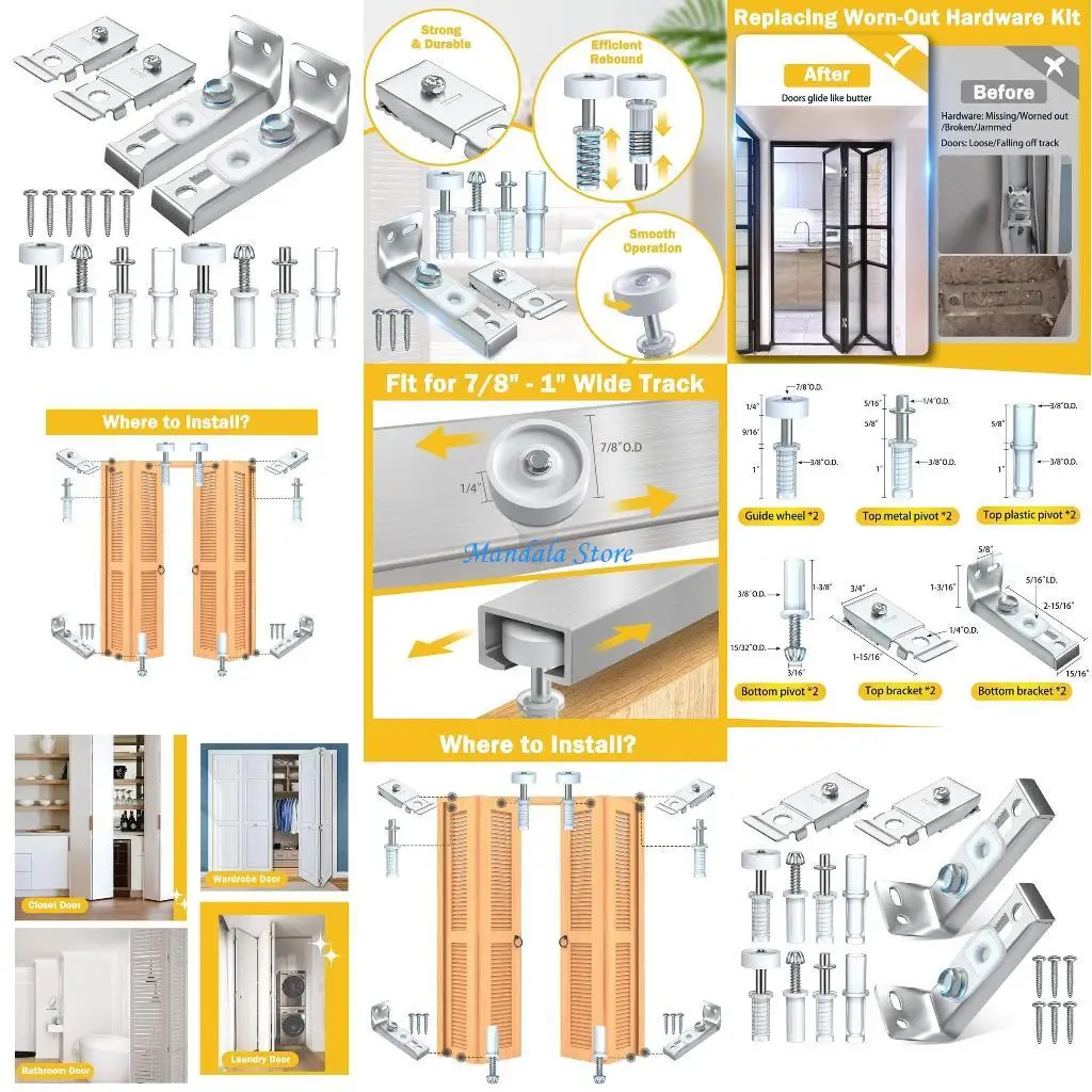 

U2JC Door Hardware Repair set Closet Door Hardware Repair set Door Repair Replacement Parts- Pivots, Guide Wheel Repairing
