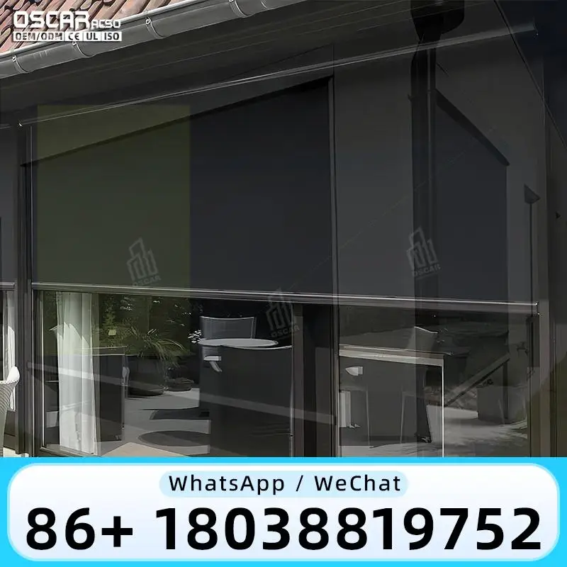 10m Wide Built in Smart WiFi Windproof Electric Motorized Vertical Roller Blinds with Zip Screen for Home Office Patio Rolling s