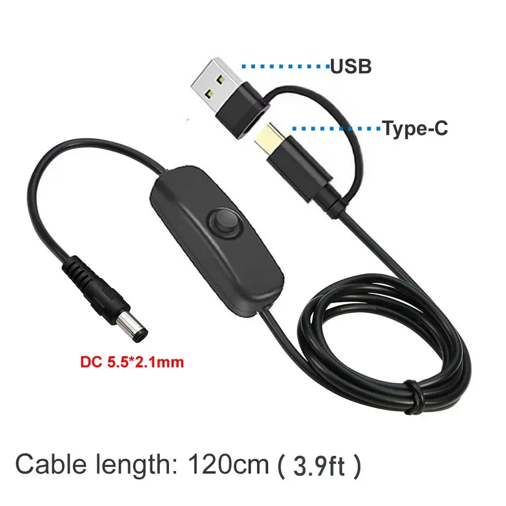 Type C Switch Cable with USB to DC Power Switch
