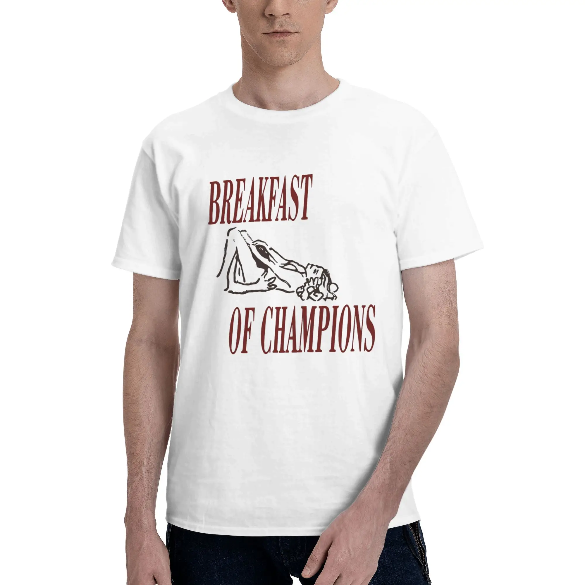 New Arrival Breakfast of Champions  T Shirt For Unisex  Pure Cotton Tee Shirt Short Sleeve Clothing