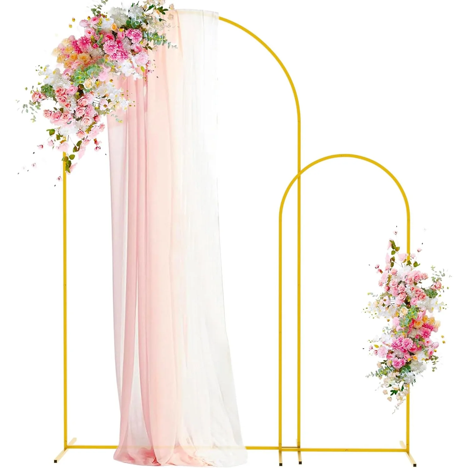 Wedding Arch Backdrop Stand 7.2FT, 5FT White Metal Arch Stand Set of 2 Shower Graduation Decoration