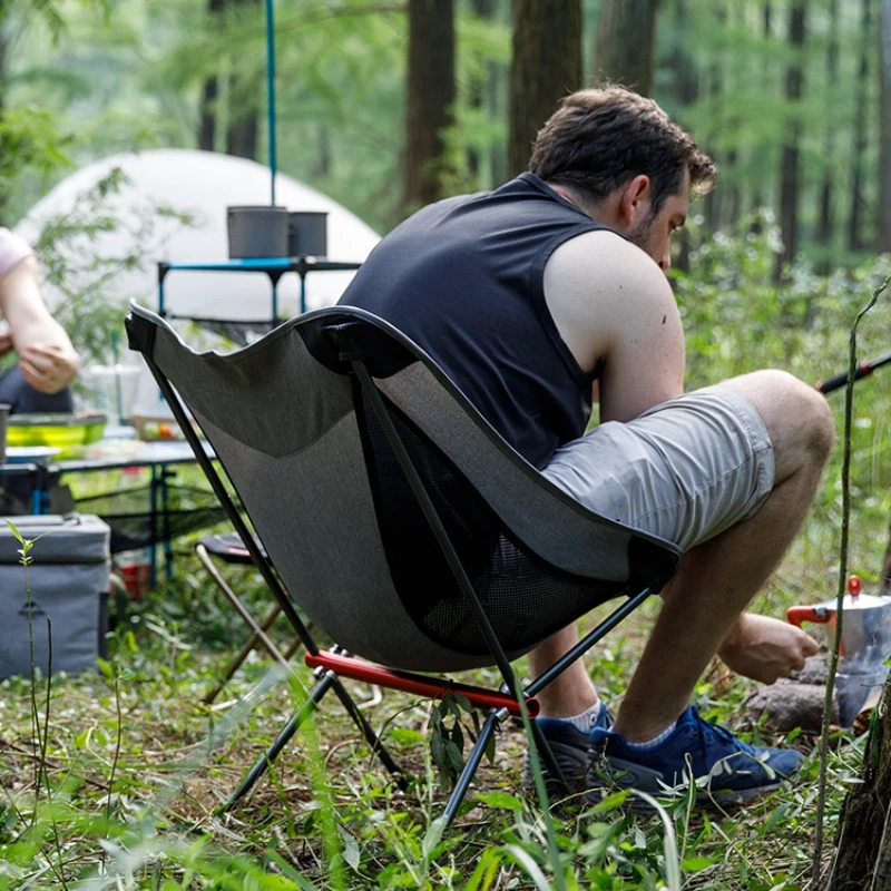 

Outdoor folding chair portable ultra-light fishing stool beach camping moon back art sketch chair