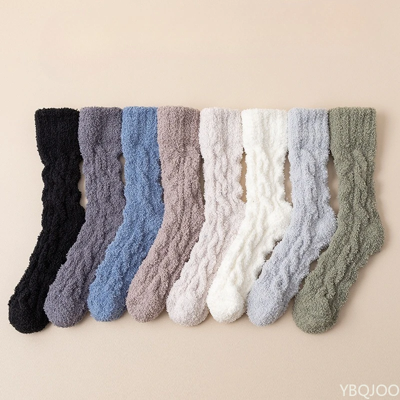 

5 Pairs Men Coral Fleece Thermal High Quality Middle Tube Cozy Fluffy men Socks Thick Warm Winter Socks
