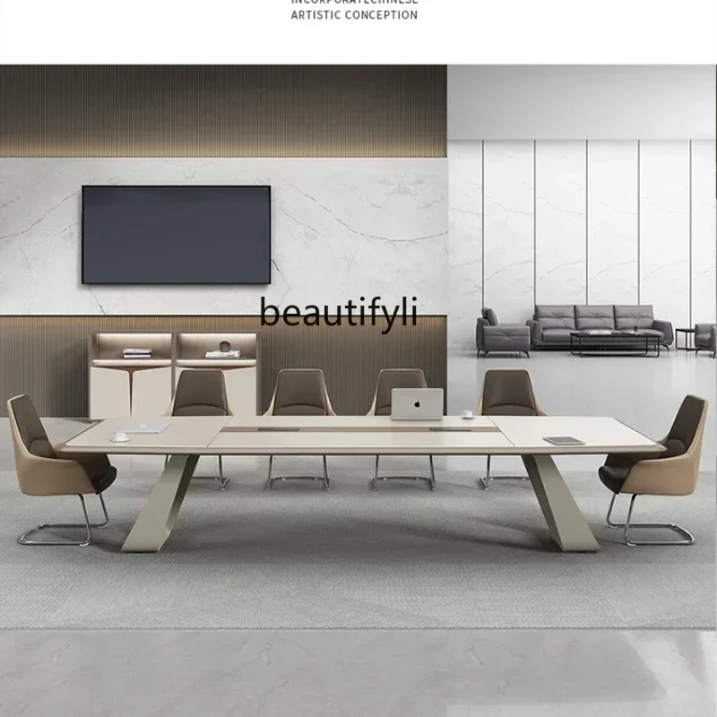 2003Paint Conference Table Long Table High-End Creative Conference Room Large Fashion Long Meeting and Negotiation Desk