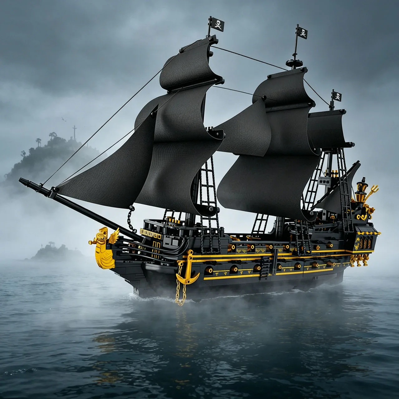 2076 Stuks MOC Caribische Piratenschip Revenge Oorlogsschip Black Pearl Matroos Bouwstenen Model Assemblage Educatief Speelgoed voor Cadeaus - afbeelding 2