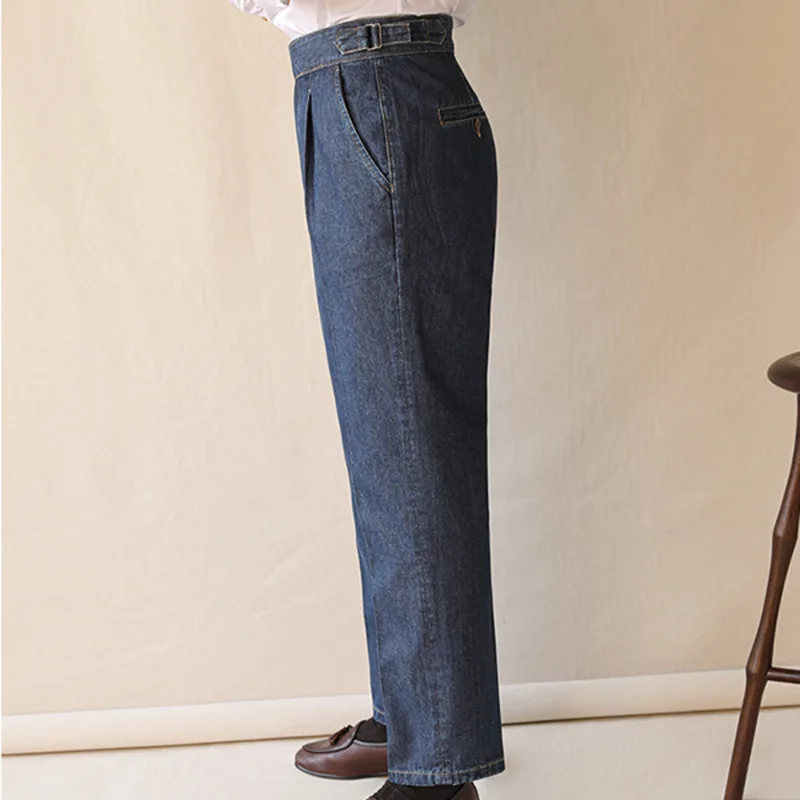 High Quality Men High Grade Casual Straight Tube Loose Washed Pant High Quality Jeans Men Dress Trouser Straight Leg Pant Naples